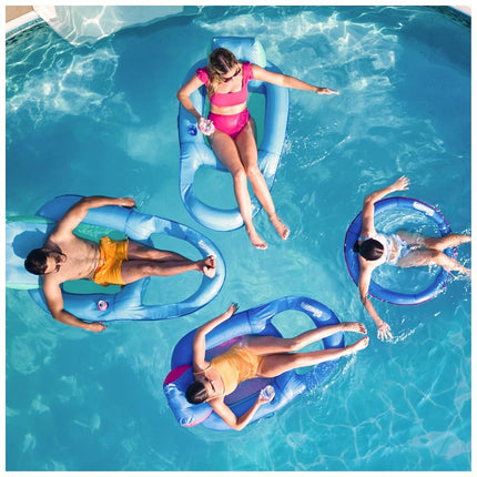SwimWays Spring Float Premium Papasan Pool Lounger for Swimming Pool, Inflatable Pool Floats Adult with Fast Inflation for Ages 15 & Up