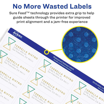 Avery Printable TrueBlock Shipping Labels, 3.5" x 5", Sure Feed, White, 2 Pack, 200 Labels Total (5640)