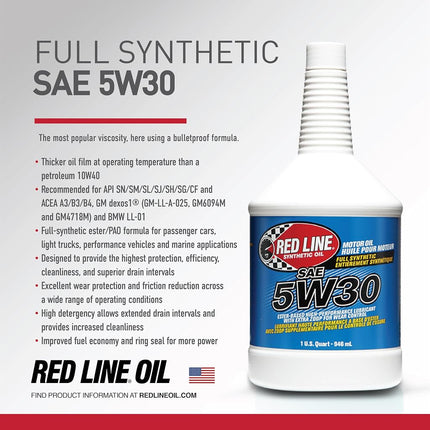 Red Line 15304 5W30 Synthetic Oil - 1 Quart Bottle