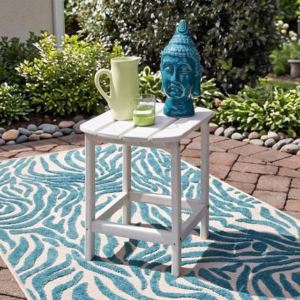 Ashley Furniture Signature Design - Table d'appoint d'extérieur Sundown Treasure - Plastique rigide - Plateau à lattes - Blanc