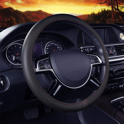 FH Group FH2020RED Cubierta de volante flexible de piel sintética y silicona, material doble, antideslizante, máxima protección, ajuste universal para la mayoría de coches, camiones, SUV y furgonetas