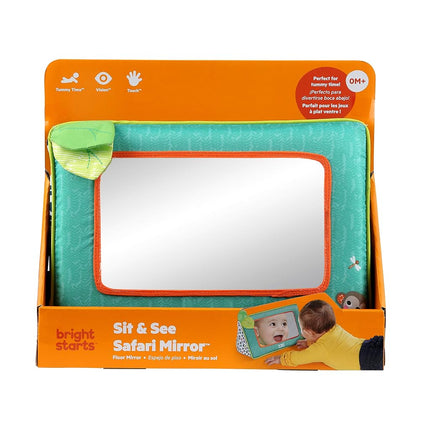 Bright Starts Baby Sit and See Safari Floor Mirror, Tummy Time Activity Toy, Ages Newborn +