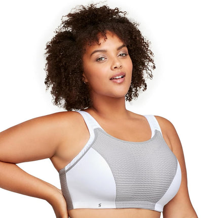 Glamorise Custom Control Sports Wirefree Bra 1166 (Women's & Women's Plus) White/Gray