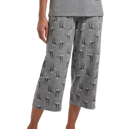HUE Women's Printed Knit Capri Pajama Sleep Pant P