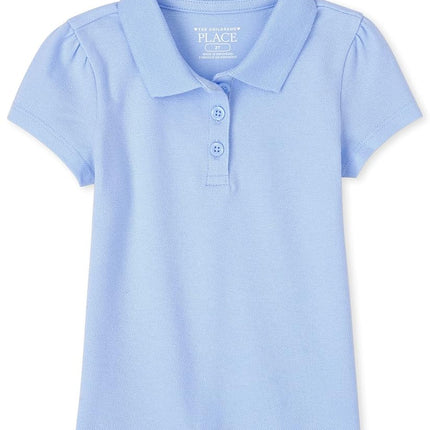 Polo de piqué de manga corta The Children's Place para bebé y niña pequeña, blanco, 2T