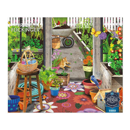 Buffalo Games - Sapphire Select - Tracy Flickenger - Garden Shed Greenhouse - 1000 Piece Jigsaw Puzzle – Challenging & Fun – Blue Backed Puzzle Board – Giftable Display Box - Full Size Poster Included