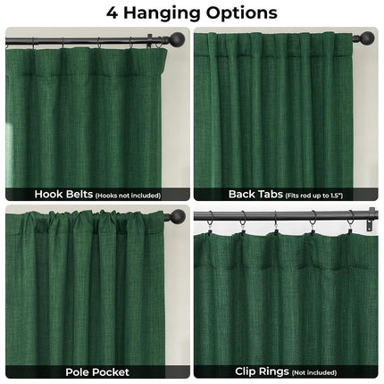 HPD Half Price Drapes Extra Wide Linen Room Darkening Curtain (1 Panel) 100 X 96, BOCH-LN21327-96-DW, Key Green