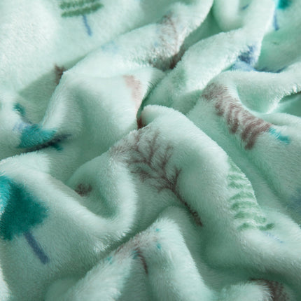 Elegant Comfort Luxuriously Soft 4-Piece Holiday Velvet Plush Flannel Sheet Set - Premium Quality - Cozy Warm, Christmas Fuzzy Velvet Flannel Fleece Deep Pocket Sheet Set - Twin XL, Mint Pine Trees