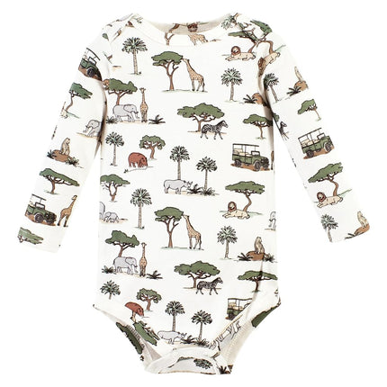 Hudson Baby Trajes de Manga Larga de Algodón Unisex para Bebés, Paquete de 3 Going On Safari, 3-6 Meses, Paquete de 3 Going on Safari, 3-6 Meses