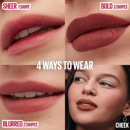 MAYBELLINE Super Stay Teddy Lip Tint, Long Lasting Matte Lipstick for Up To 12HR Wear, Velvet Choker, 1 Count