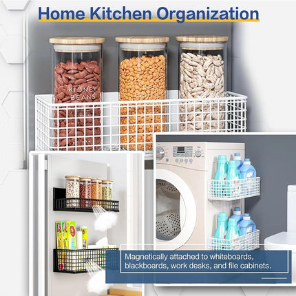 Magnetic Shelf Fridge Basket Bin for Washer Dryer Locker Whiteboard Cabinet