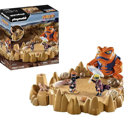 Playmobil 70667 NARUTO SHIPPUDEN Naruto vs. Pain, Exciting battle with crater base plate and giant toad Gamakichi, anime collectors figure, collectable playset suitable for children and fans ages 5+