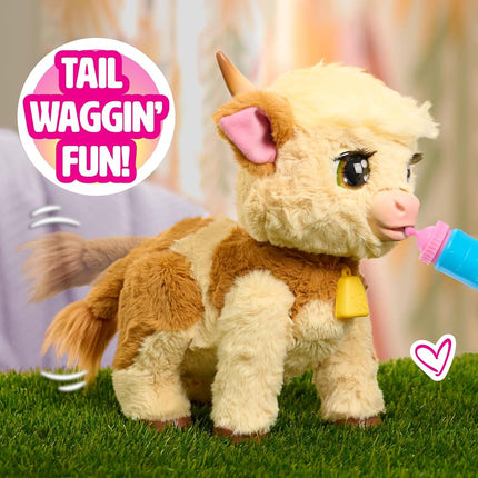 Just Play furReal Maggie the Feed & Follow Cow, 28 cm Interactive Highland Mini Cow, for Boys and Girls, Ages 4 and Up