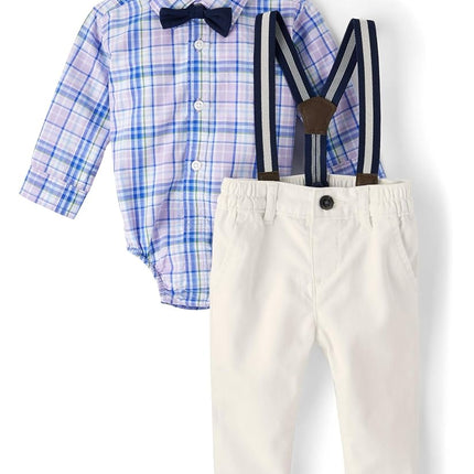 The Children's Place baby-boys And Newborn Button Down Shirt and Pants, 2 Piece Outfit, Petal Purple Plaid, 9-12 Months