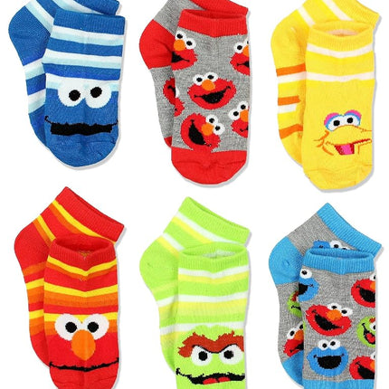 Chaussettes courtes Sesame Street pour enfants, lot de 6 paires, multicolore, garçons 4-6 ans (pointure 23-27)