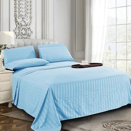 Elegant Comfort Softest and Coziest 4-Piece Sheet Set - 1500 Premium Hotel Quality Microfiber - Luxurious Wrinkle Resistant 4-Piece Damask Stripe Bed Sheet Set, Twin, Aqua Blue
