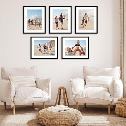 Americanflat 16x20 Picture Frame Set of 5 in Black - Use as 12x16 Picture Frame with Mat or 16x20 Frame Without Mat - Picture Frames Collage Wall Decor with Plexiglass Cover - Gallery Wall Frame Set