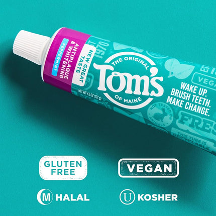 Tom's of Maine Natural Fluoride-Free Antiplaque & Whitening Toothpaste, Fennel 5.50 oz ( Pack of 2)