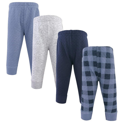 Hudson Baby Baby Girls' Quilted Jogger Pants 4pk, Navy Plaid, 18 Meses