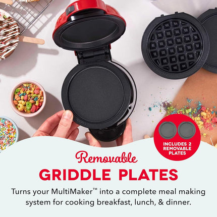 DASH Multimaker Mini System Two 4” Nonstick Removable Waffle Plates (Griddle) - 2Pc Griddle Plate Pack Compatible with Dash MultiMaker Mini System, Nonstick Surface