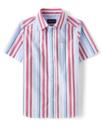 The Children's Place Boys' Short Sleeve Button Dow