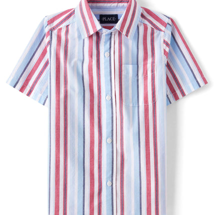 The Children's Place Boys' Short Sleeve Button Dow