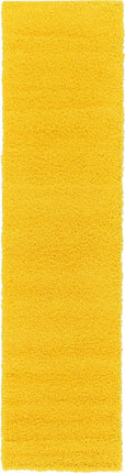 Unique Loom Solo Solid Shag Collection Modern Plush Tuscan Sun Yellow Runner (3' x 10')
