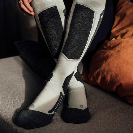 FALKE Womens Sk2 Intermediate W Kh Wool Warm Thick Skiing Socks, White Off-White 2040, 5.5-6.5 EU