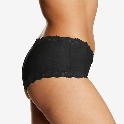 Maidenform Women's Underwear, Low-Rise Cheeky, Scalloped Lace Hipster Panty, 3-Pack, Black/Black/Black, S (Pack of 3)