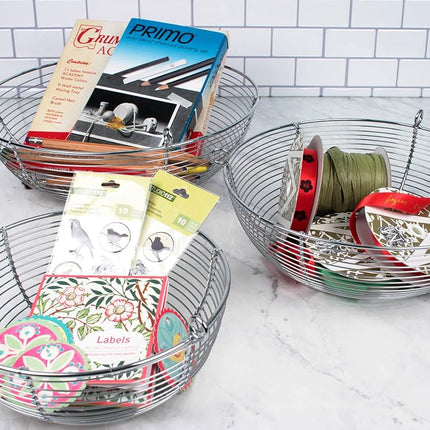(80cm , Stainless Steel) - RSVP 3-Tier Hanging Woven Wire Basket