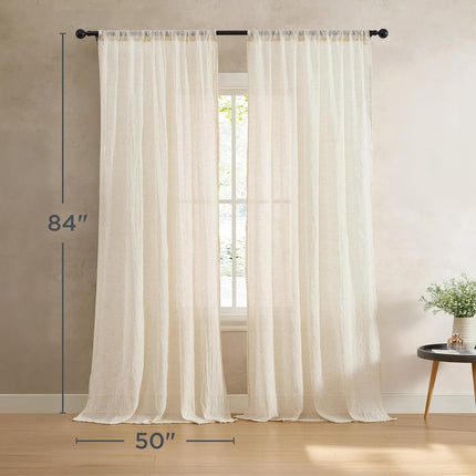 French Connection – Charter Crushed, Window Curtain, Set of 2 Panels, Semi Sheer, Modern Home Décor, Drapes for Living Room, Dining Room, Bedroom, Dorm, Measures 50”x 84”, Natural