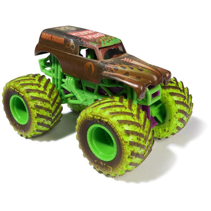 Monster Jam Mud Blasters, pack de 2 camiones que cambian de color de Grave Digger y Megalodon, vehículo de metal fundido a presión a escala 1:64, juguetes para niños y niñas de 3 años en adelante