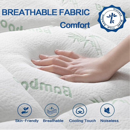Surmatelas une place, rafraîchissant, très épais, respirant en viscose de bambou, protège-matelas matelassé doux avec garnissage alternatif en duvet 1000 GSM (bonnet profond de 20 à 53 cm)