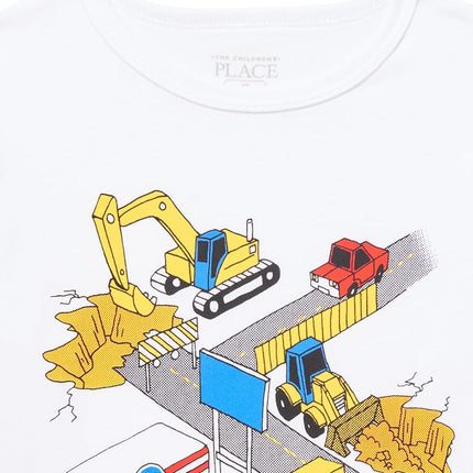 The Children's Place Camiseta de manga larga con gráficos multicolor para bebé y niño pequeño, paquete de 3, vehículos, 4T