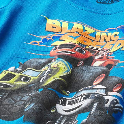 Camiseta de manga corta para niños pequeños Nickelodeon Blaze y The Monster Machines, azul francés, 4T