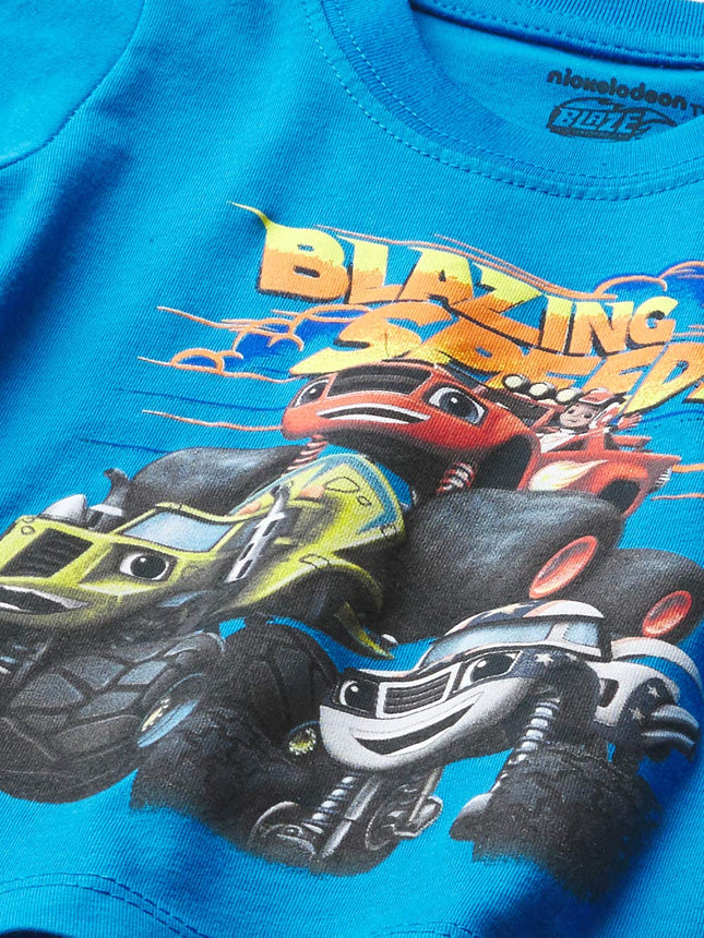 Nickelodeon Blaze and The Monster Machines Little Boys' Toddler Short Sleeve T-Shirt, French Blue, 2T