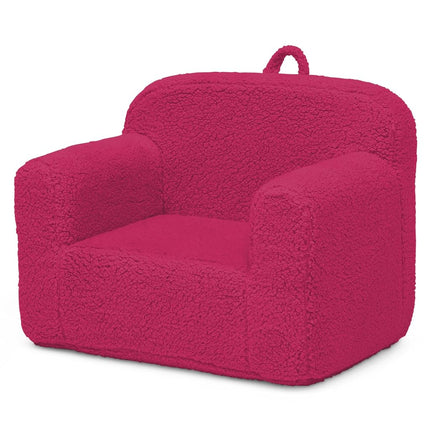 Delta Children Sherpa Cozee Chair - Foam Kids Chair for Ages 18 Months and Up, Hot Pink