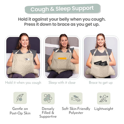 MOYOAMA 3 Pcs Hysterectomy Pillow Set - Incl 2 Gel Packs for Soothing Relief - Hysterectomy Recovery Must Haves After C Section,Post Surgery Pillow,Abdominal Surgery Recovery Pillow,Hysterectomy Gifts