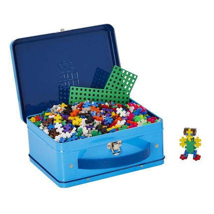Plus Plus Building Blocks Toy and Storage Case - Includes 600 Pieces and 1 Baseplate - Kids Construction Toys, Creative Learning Resources, STEM Play for Home and Travel - Blue Metal Case Set