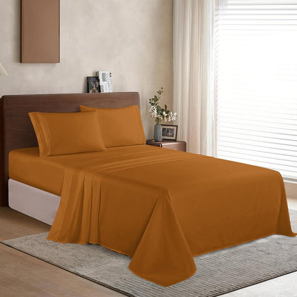 Elegant Comfort Coziest Bedding Set, All Around Elastic Fitted Sheet, Deep Pocket up to 16inch, Microfiber, Light Brown, Queen