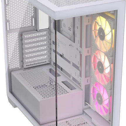 CORSAIR iCUE LINK 3500X RGB Mid-Tower ATX PC Case – Panoramic Tempered Glass – Reverse Connection Motherboard Compatible – 3x CORSAIR iCUE LINK RX120 RGB Fans Included – White