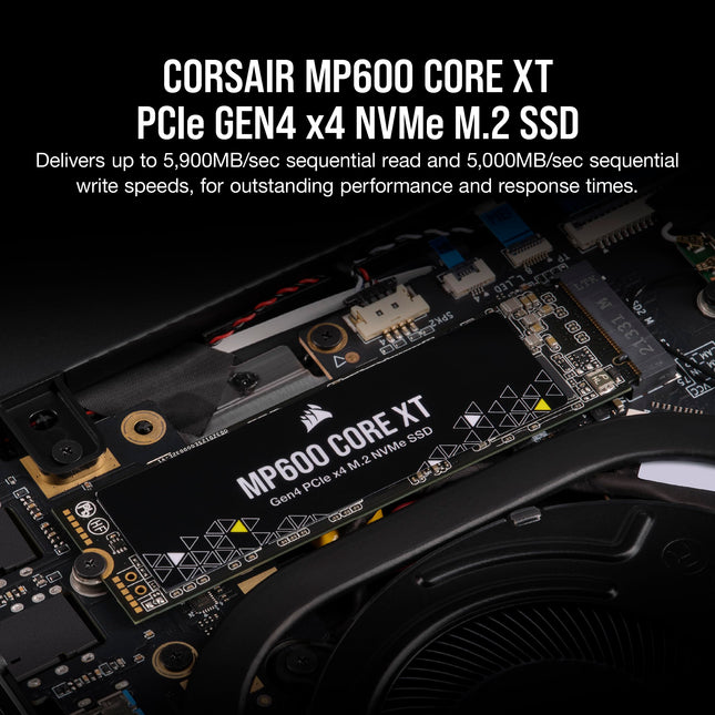 Corsair MP600 CORE XT 2TB M.2 PCIe Gen4 NVMe SSD – Hasta 5900 MB/s – QLC NAND – M.2 2280 – Para portátiles y ordenadores de sobremesa PCIe 4.0 – Negro