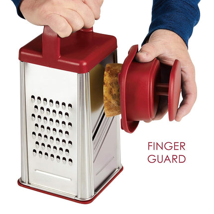 Rachael Ray Tools and Gadgets Stainless Steel Box Grater for Vegetables, Chocolate, Hard Cheeses, and More, Red