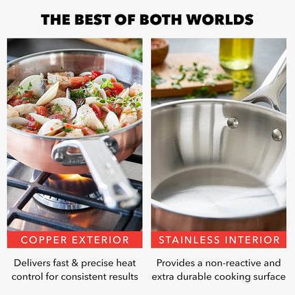 GreenPan x Bobby Flay 2QT Copper Chef's Pan with Lid, Tri-Ply, Induction Ready