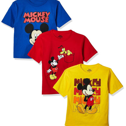 Disney Little Boys' Toddler Mickey Mouse Toddler Boys T-Shirt 3-Pack No 1, Assorted 2, 2T, Assorted 2, 2T