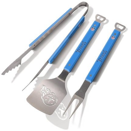 YouTheFan NFL Tennessee Titans Spirit Series 3-Piece BBQ Set, Stainless Steel, 22" x 9"