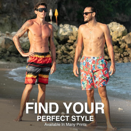 Kanu Surf Men's Apollo Swim Trunks (Regular & Extended Sizes), Nova Black/Red, Medium