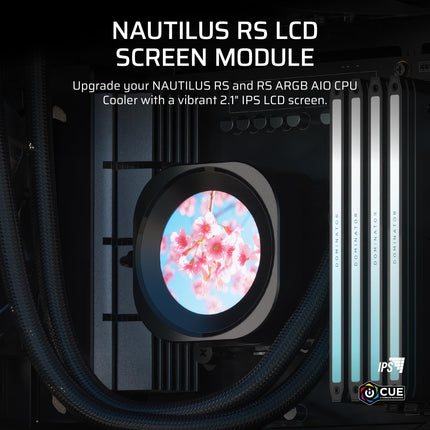 Corsair NAUTILUS RS LCD Module – For NAUTILUS RS and NAUTILUS RS ARGB AIO CPU Coolers – 2.1" IPS LCD Screen, Easy Tool-Free Installation – Black