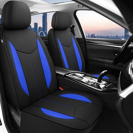 CAROMOP Neoprene Car Seat Cover 2 Front Seats, Waterproof Seat Covers for Cars, Universal Fit for Most Car Interior Covers-Sedan Truck SUV(Black/Blue)