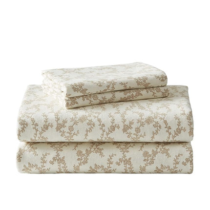 Laura Ashley Home - Queen Sheets, Cotton Flannel Bedding Set, Brushed for Extra Softness & Comfort (Victoria, Queen)
